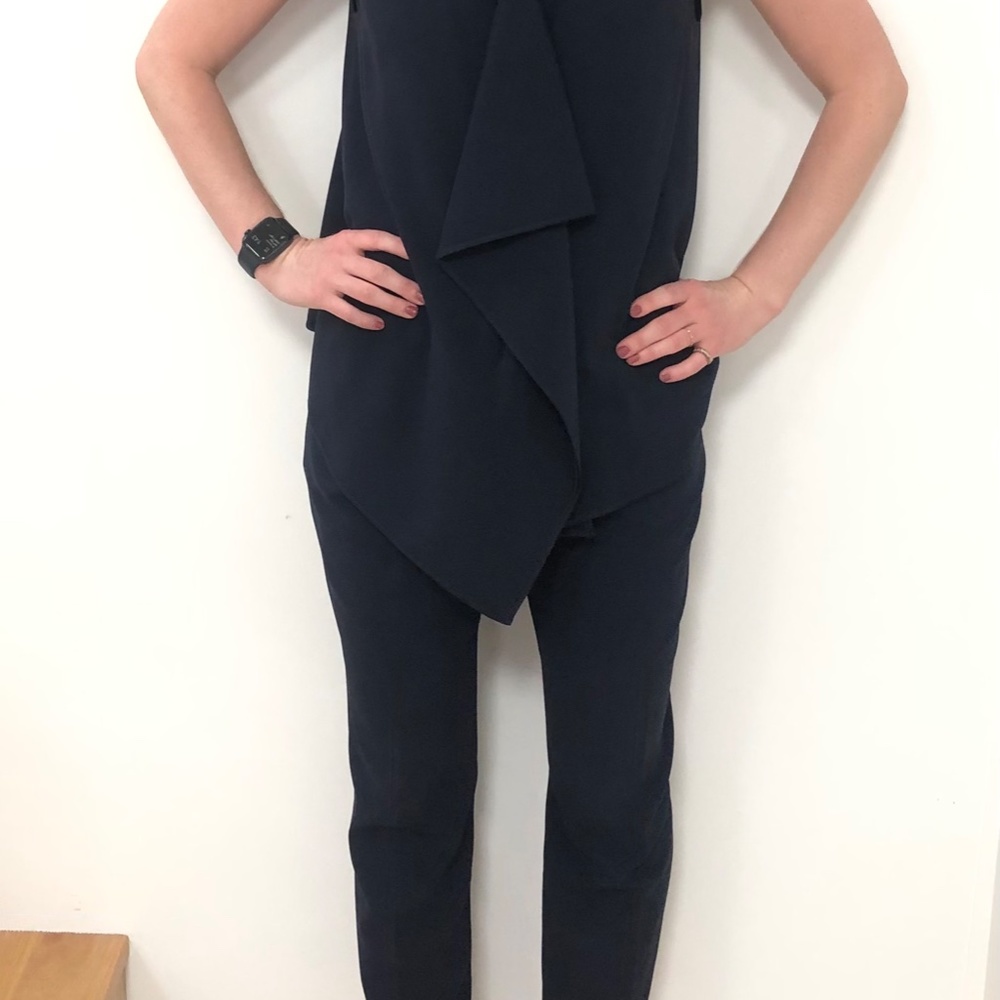 MaxMara Navy Sleeveless Shirt & Pants Set